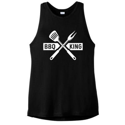 Bbq King Memorial Day Grilling Meat Smoking Gift Ladies PosiCharge Tri-Blend Wicking Tank