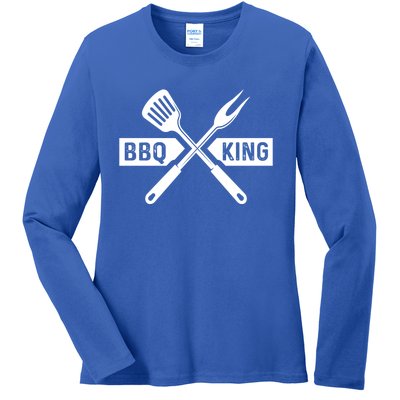 Bbq King Memorial Day Grilling Meat Smoking Gift Ladies Long Sleeve Shirt