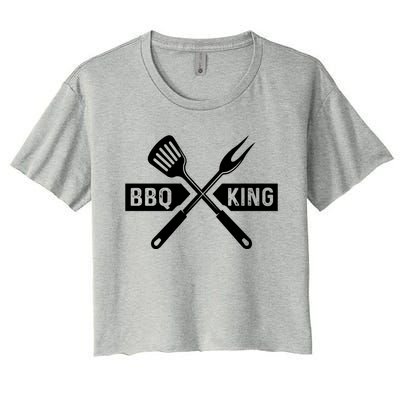 Bbq King Memorial Day Grilling Meat Smoking Gift Women's Crop Top Tee