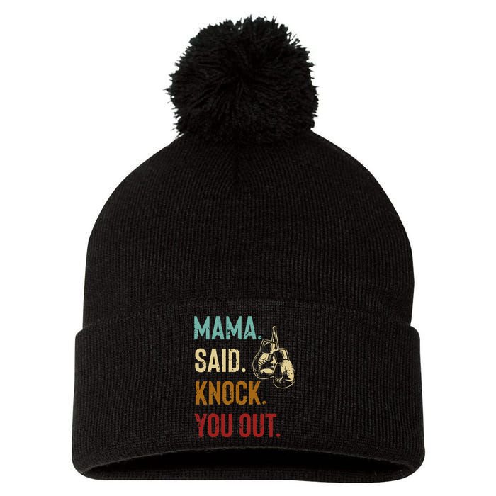 Boxing Kickboxing Mama Said Knock You Out Pom Pom 12in Knit Beanie