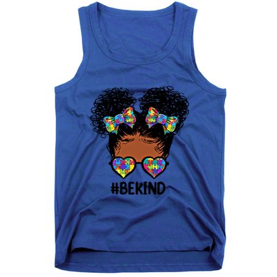 Be Kind Messy Bun Autism Awareness Gift For Black Gift Tank Top