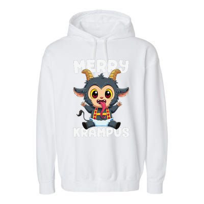 Baby Krampus Manga Kawaii Christmas Creepy Merry Krampus Garment-Dyed Fleece Hoodie