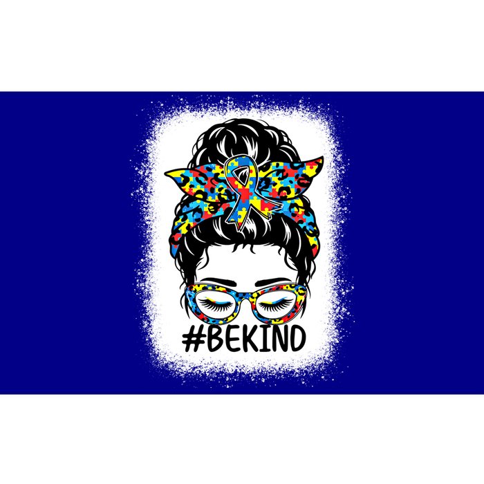 Be Kind Messy Bun Autism Awareness Kindness Month Bleached Cute Gift Bumper Sticker