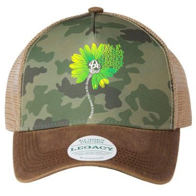 Be Kind Mental Health Awareness Flower Legacy Tie Dye Trucker Hat