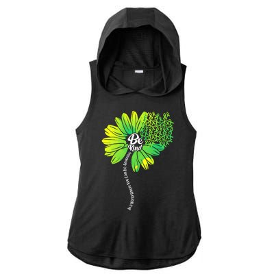 Be Kind Mental Health Awareness Flower Ladies PosiCharge Tri-Blend Wicking Draft Hoodie Tank