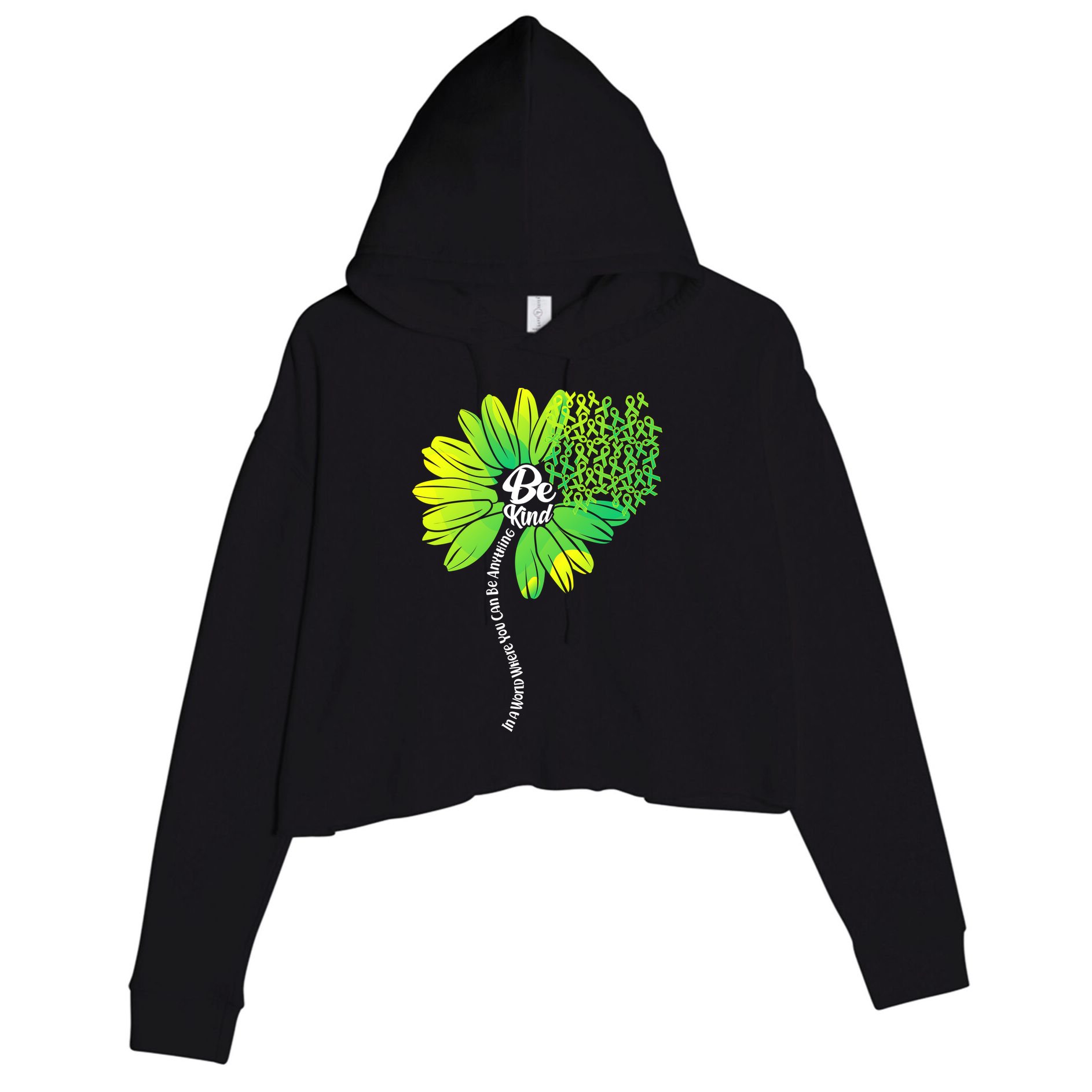 Be Kind Mental Health Awareness Flower Crop Fleece Hoodie