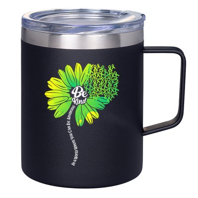Be Kind Mental Health Awareness Flower 12oz Stainless Steel Coffee Mug