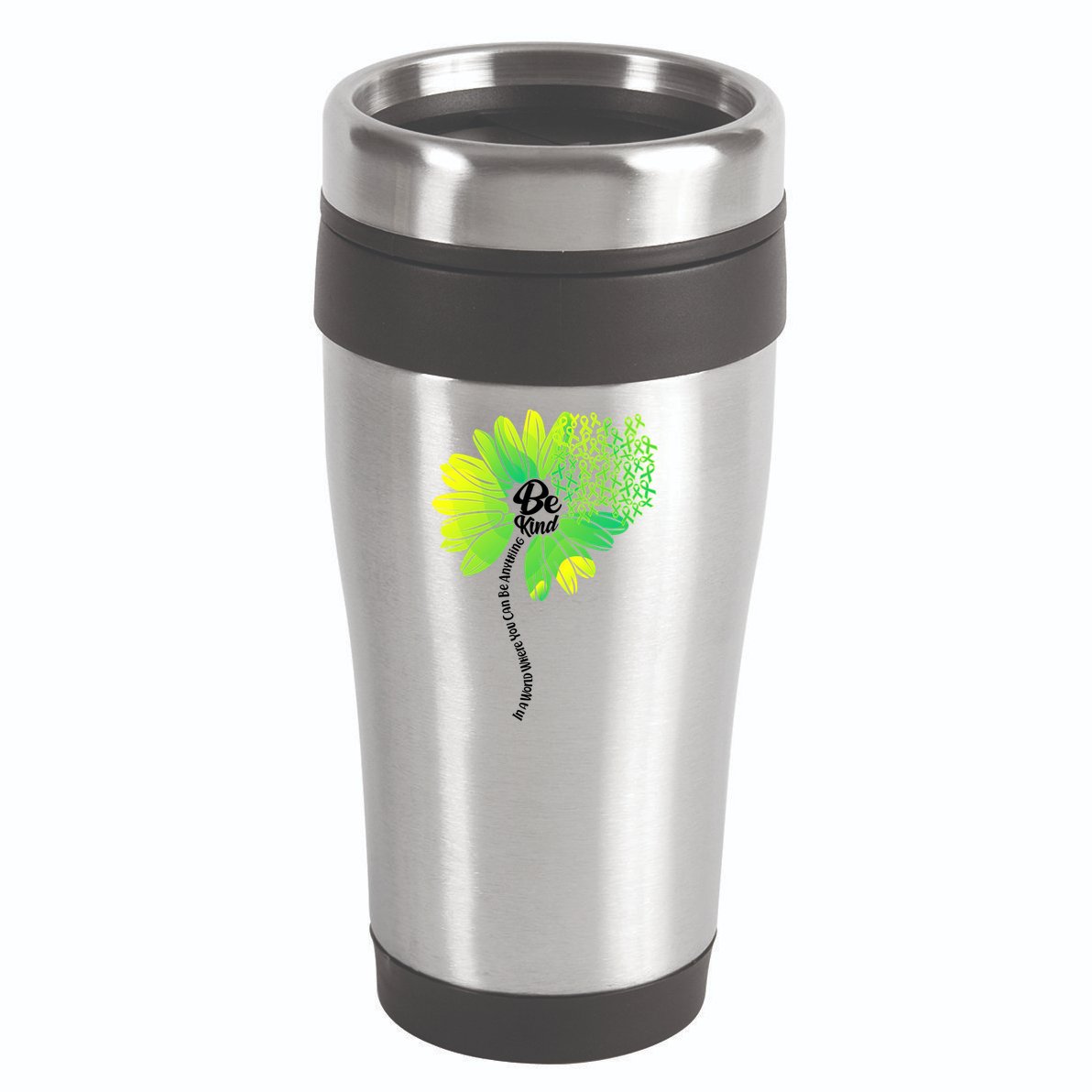 Be Kind Mental Health Awareness Flower 16oz Travel Tumbler
