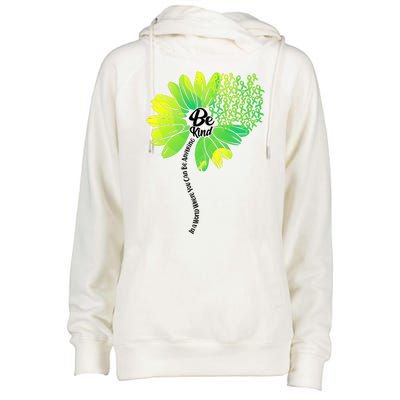 Be Kind Mental Health Awareness Flower Womens Funnel Neck Pullover Hood