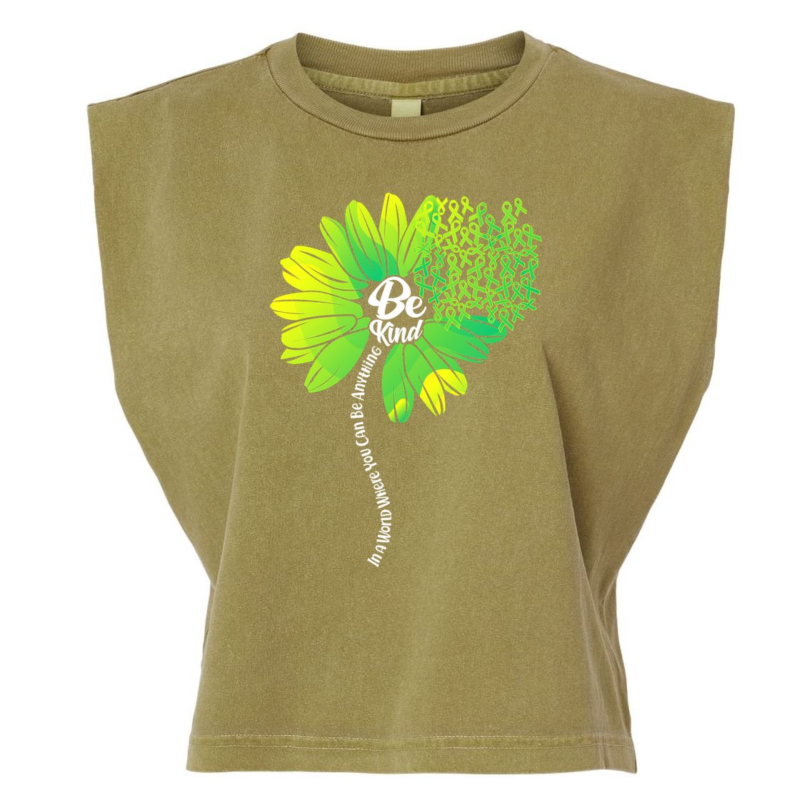 Be Kind Mental Health Awareness Flower Garment-Dyed Women's Muscle Tee
