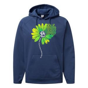 Be Kind Mental Health Awareness Flower Performance Fleece Hoodie