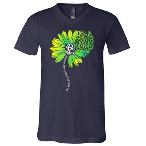 Be Kind Mental Health Awareness Flower V-Neck T-Shirt