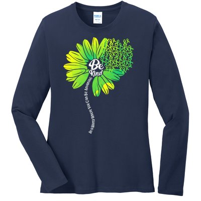 Be Kind Mental Health Awareness Flower Ladies Long Sleeve Shirt