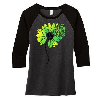 Be Kind Mental Health Awareness Flower Women's Tri-Blend 3/4-Sleeve Raglan Shirt