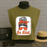 Be Kind Messy Unity Day Orange Anti Bullying Kids Unity Day Garment-Dyed Women's Muscle Tee