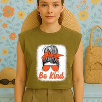 Be Kind Messy Unity Day Orange Anti Bullying Kids Unity Day Garment-Dyed Women's Muscle Tee