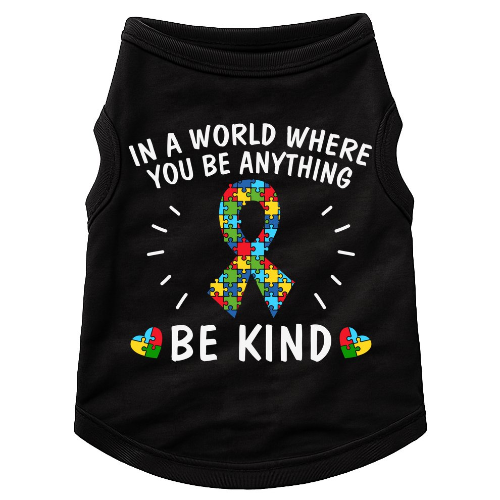 Be Kind Motivational Autism Awareness Slogan Autism Puzzle Message Doggie Tank