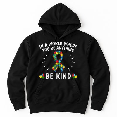 Be Kind Motivational Autism Awareness Slogan Autism Puzzle Message Hoodie