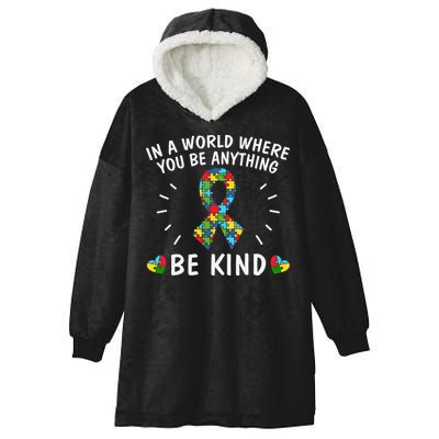 Be Kind Motivational Autism Awareness Slogan Autism Puzzle Message Hooded Wearable Blanket