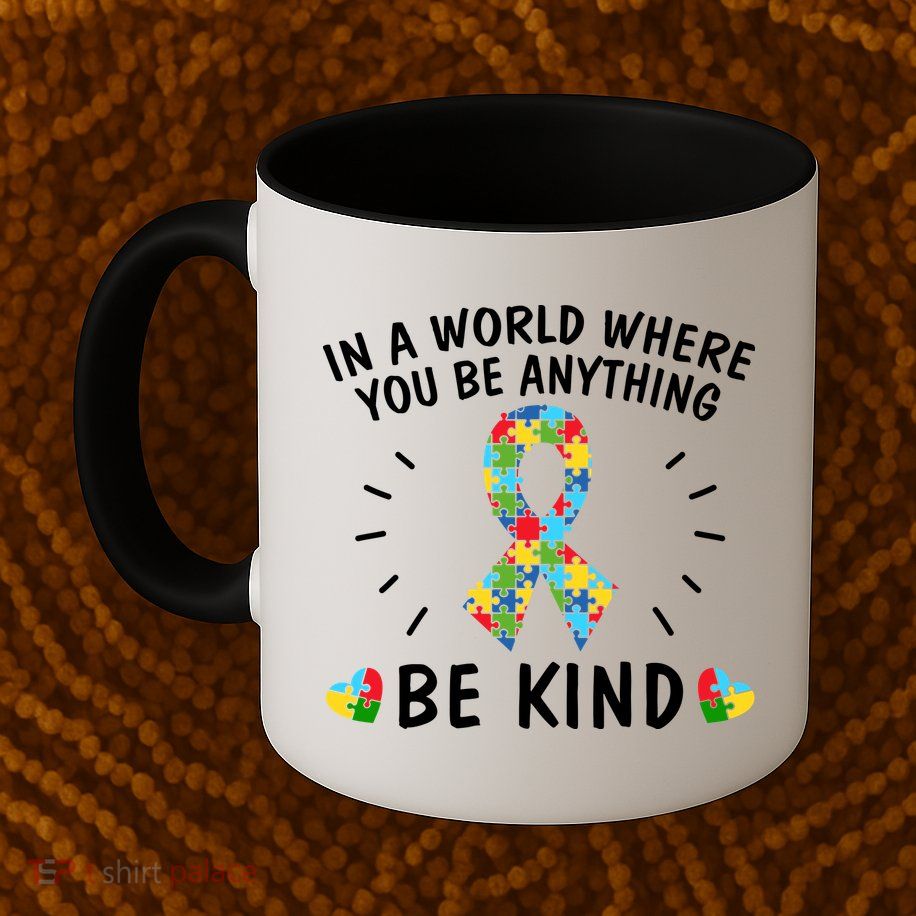 Be Kind Motivational Autism Awareness Slogan Autism Puzzle Message Mug