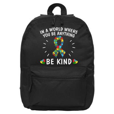 Be Kind Motivational Autism Awareness Slogan Autism Puzzle Message 16 in Basic Backpack
