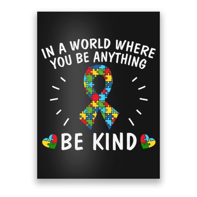 Be Kind Motivational Autism Awareness Slogan Autism Puzzle Message Poster