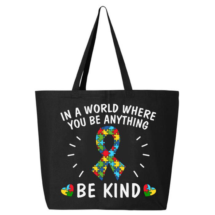 Be Kind Motivational Autism Awareness Slogan Autism Puzzle Message 25L Jumbo Tote
