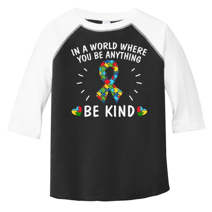 Be Kind Motivational Autism Awareness Slogan Autism Puzzle Message Toddler Fine Jersey T-Shirt