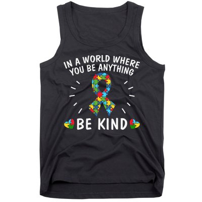 Be Kind Motivational Autism Awareness Slogan Autism Puzzle Message Tank Top