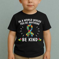 Be Kind Motivational Autism Awareness Slogan Autism Puzzle Message Toddler T-Shirt