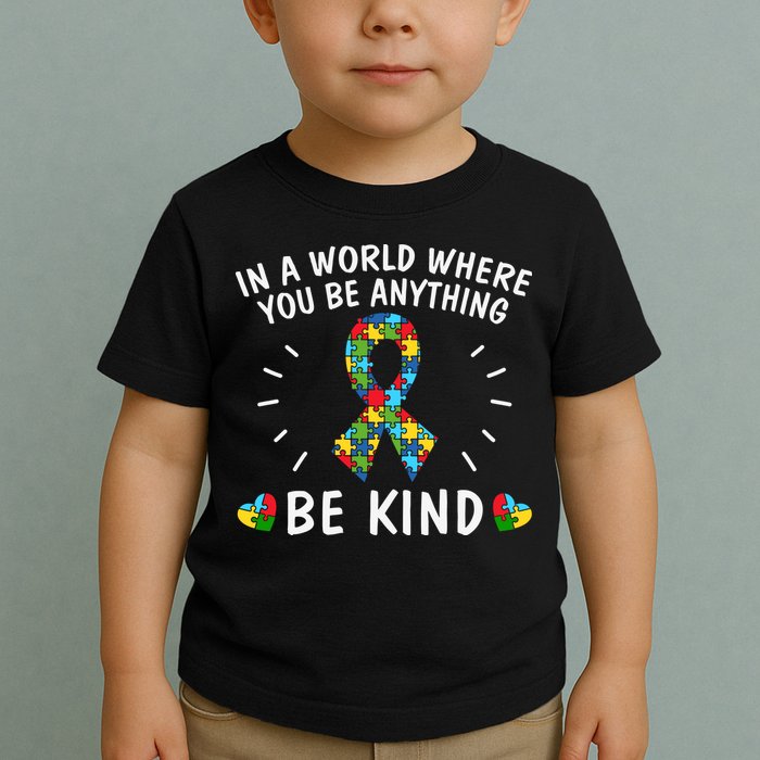 Be Kind Motivational Autism Awareness Slogan Autism Puzzle Message Toddler T-Shirt