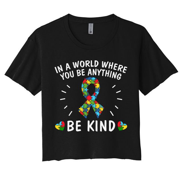 Be Kind Motivational Autism Awareness Slogan Autism Puzzle Message Crop Top