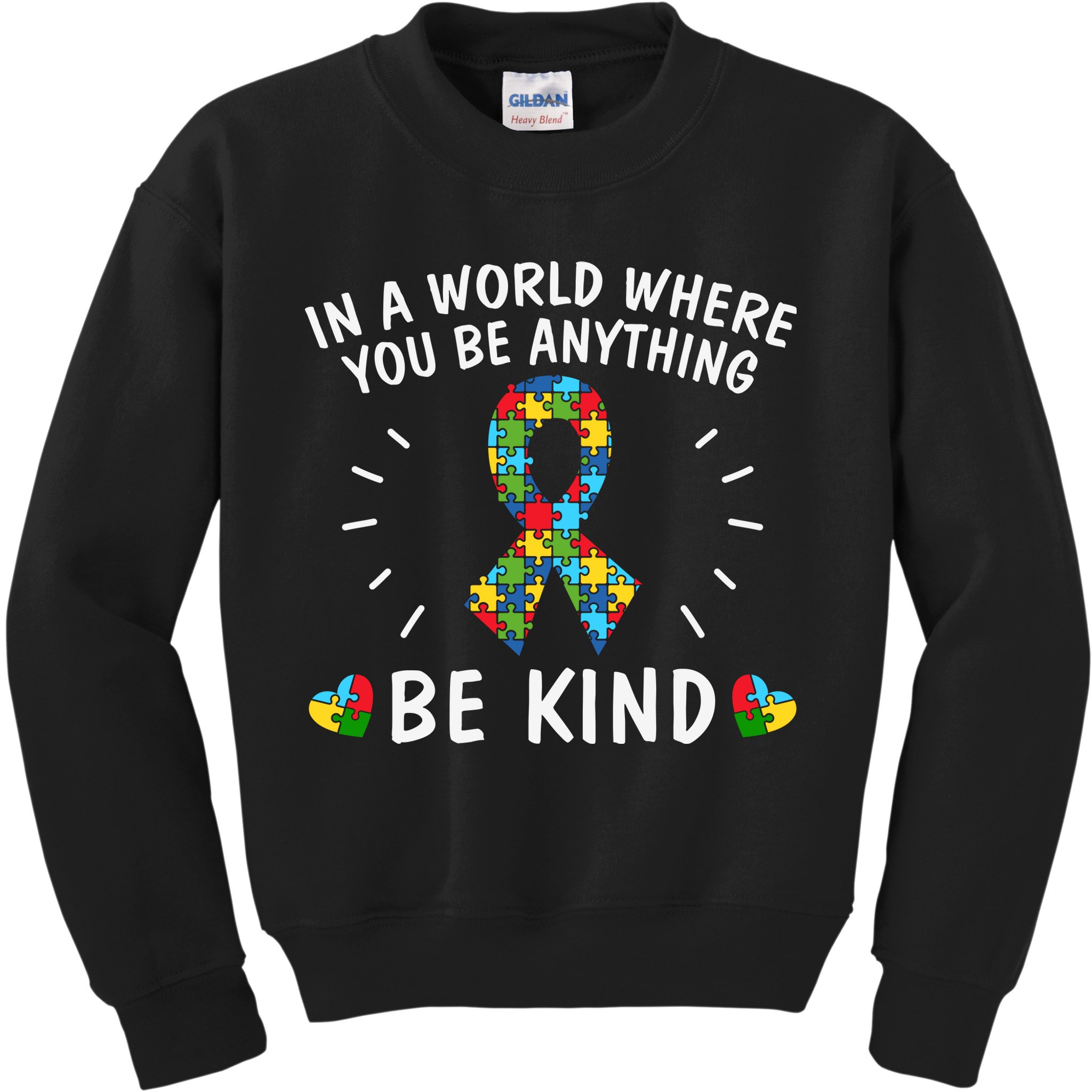 Be Kind Motivational Autism Awareness Slogan Autism Puzzle Message Kids Sweatshirt