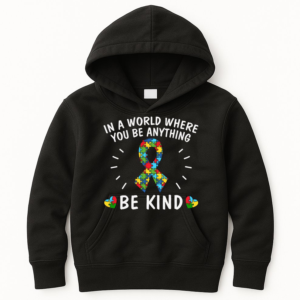 Be Kind Motivational Autism Awareness Slogan Autism Puzzle Message Kids Hoodie