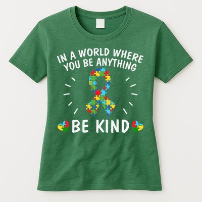 Be Kind Motivational Autism Awareness Slogan Autism Puzzle Message Womens T-Shirt