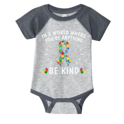 Be Kind Motivational Autism Awareness Slogan Autism Puzzle Message Infant Baby Jersey Bodysuit