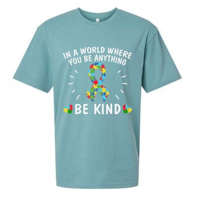 Be Kind Motivational Autism Awareness Slogan Autism Puzzle Message Sueded Cloud Jersey T-Shirt