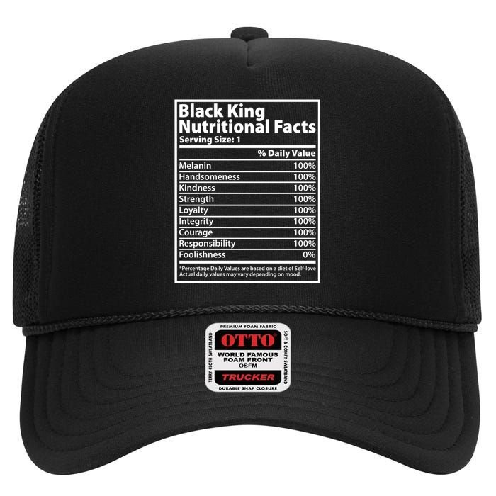 Black King Nutritional Facts Black History Pride High Crown Mesh Back Trucker Hat