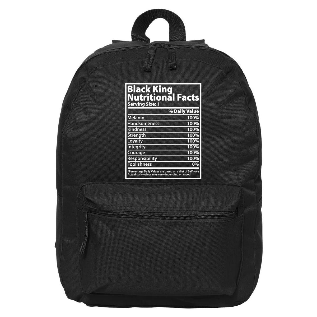 Black King Nutritional Facts Black History Pride 16 in Basic Backpack
