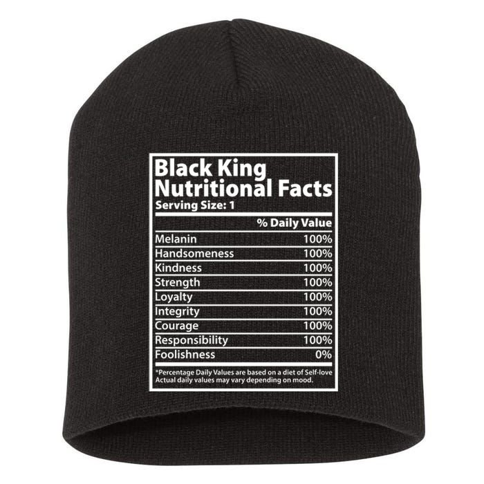 Black King Nutritional Facts Black History Pride Short Acrylic Beanie