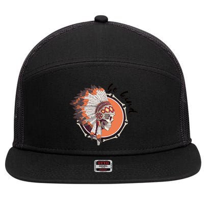 Be Kind Native American Indigenous Education Orange Day 7 Panel Mesh Trucker Snapback Hat