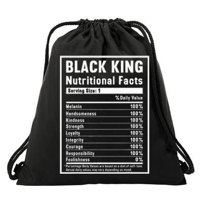 Black King Nutritional Facts Drawstring Bag