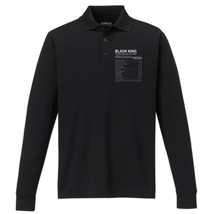 Black King Nutrition Fact For Black History Month Gift Performance Long Sleeve Polo