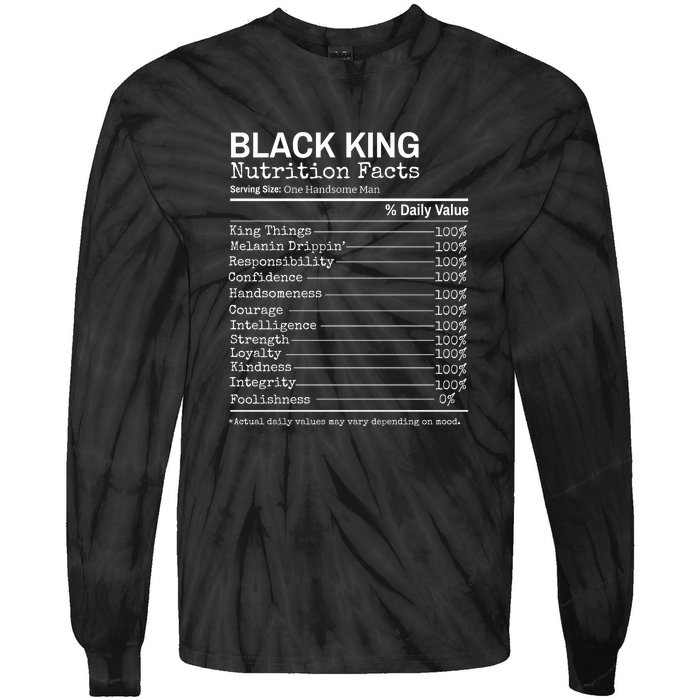 Black King Nutrition Fact For Black History Month Gift Tie-Dye Long Sleeve Shirt