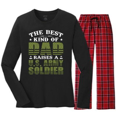 Best Kind Of Dad Raised A US Army Soldier Women's Long Sleeve Flannel Pajama Set 