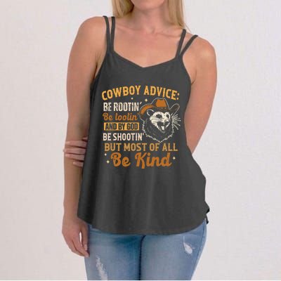 Be Kind Opossum Cow Advice Rootin Tootin Possum Lover Women's Strappy Tank