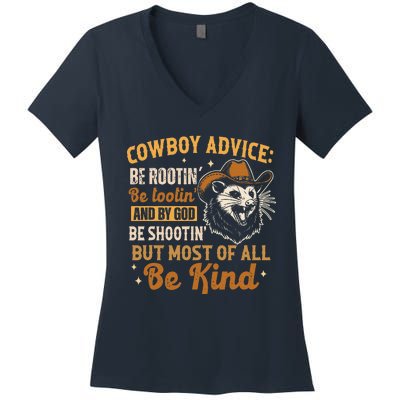 Be Kind Opossum Cow Advice Rootin Tootin Possum Lover Women's V-Neck T-Shirt