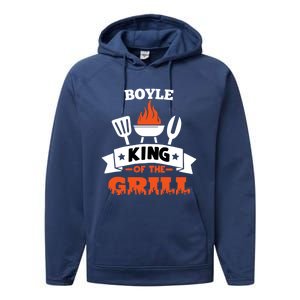 Boyle King Of The Grill Grilling Bbq Chef Master Cooking Gift Performance Fleece Hoodie