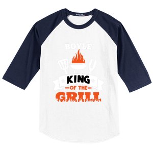 Boyle King Of The Grill Grilling Bbq Chef Master Cooking Gift Baseball Sleeve Shirt