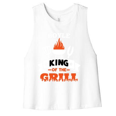 Boyle King Of The Grill Grilling Bbq Chef Master Cooking Gift Women's Racerback Cropped Tank